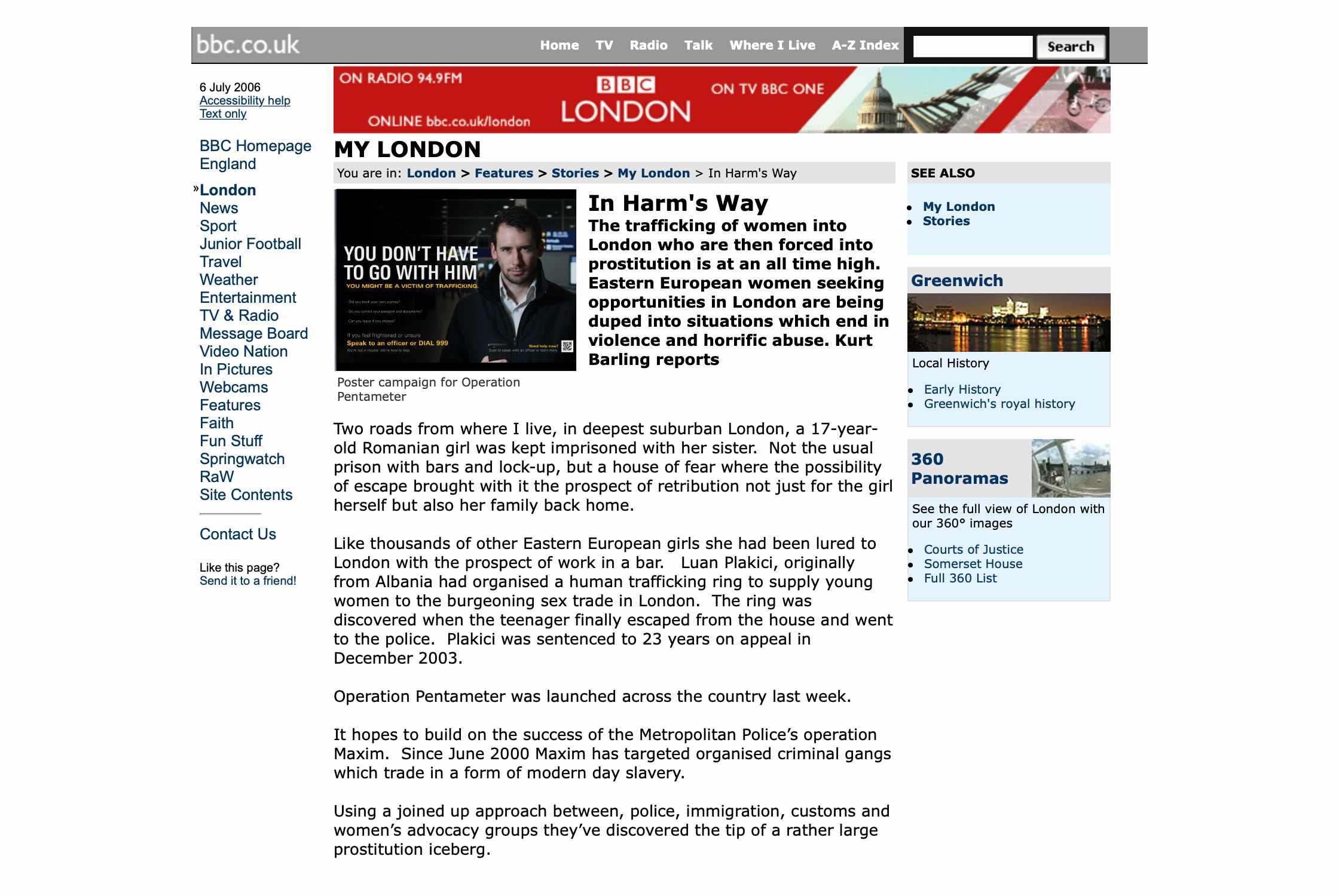 London Metropolitan Police anti-trafficking campaign featured by BBC